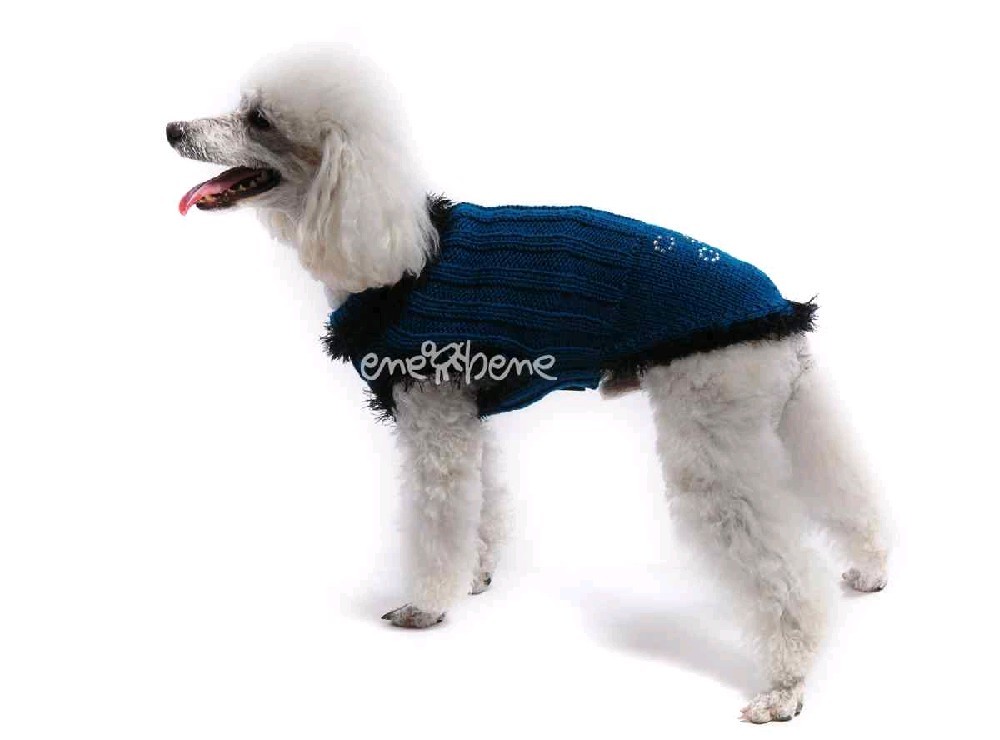 Ene Bene obleček - svetr pro psa petrolejový zdobený kamínky M