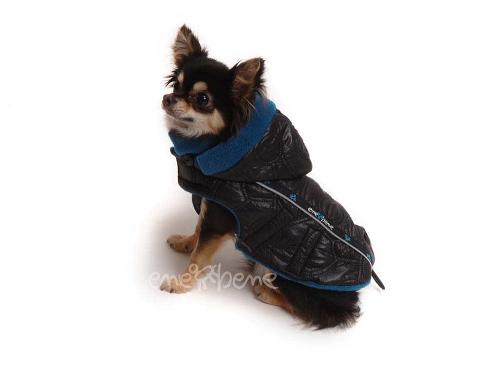 Ene Bene obleček - bunda pro psa Alex černo petrolejová s reflexními prvky XS
